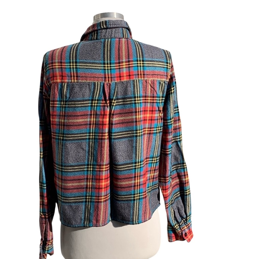 Topshop Button Down Cropped Flannel Patch Pockets… - image 2